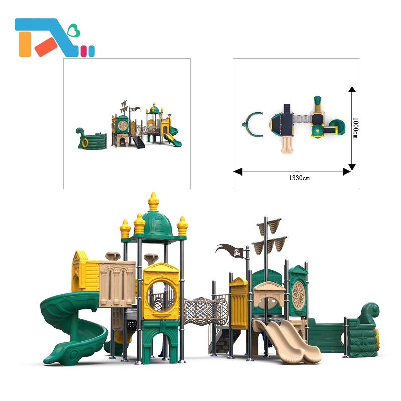 Outdoor Amusement Park Equipment Kids Electric Playground Pirate Ship Slide