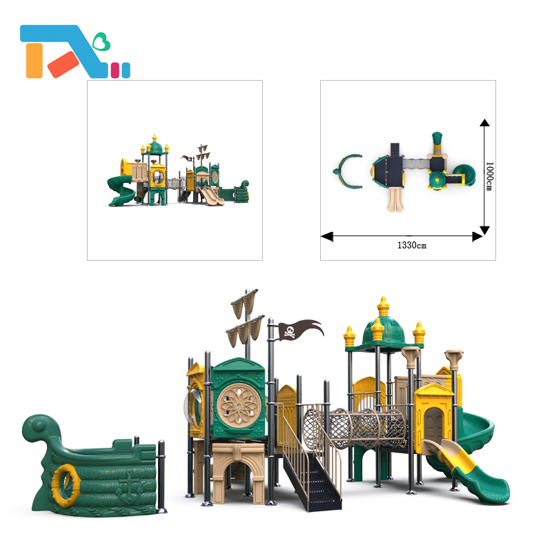 Outdoor Amusement Park Equipment Kids Electric Playground Pirate Ship Slide
