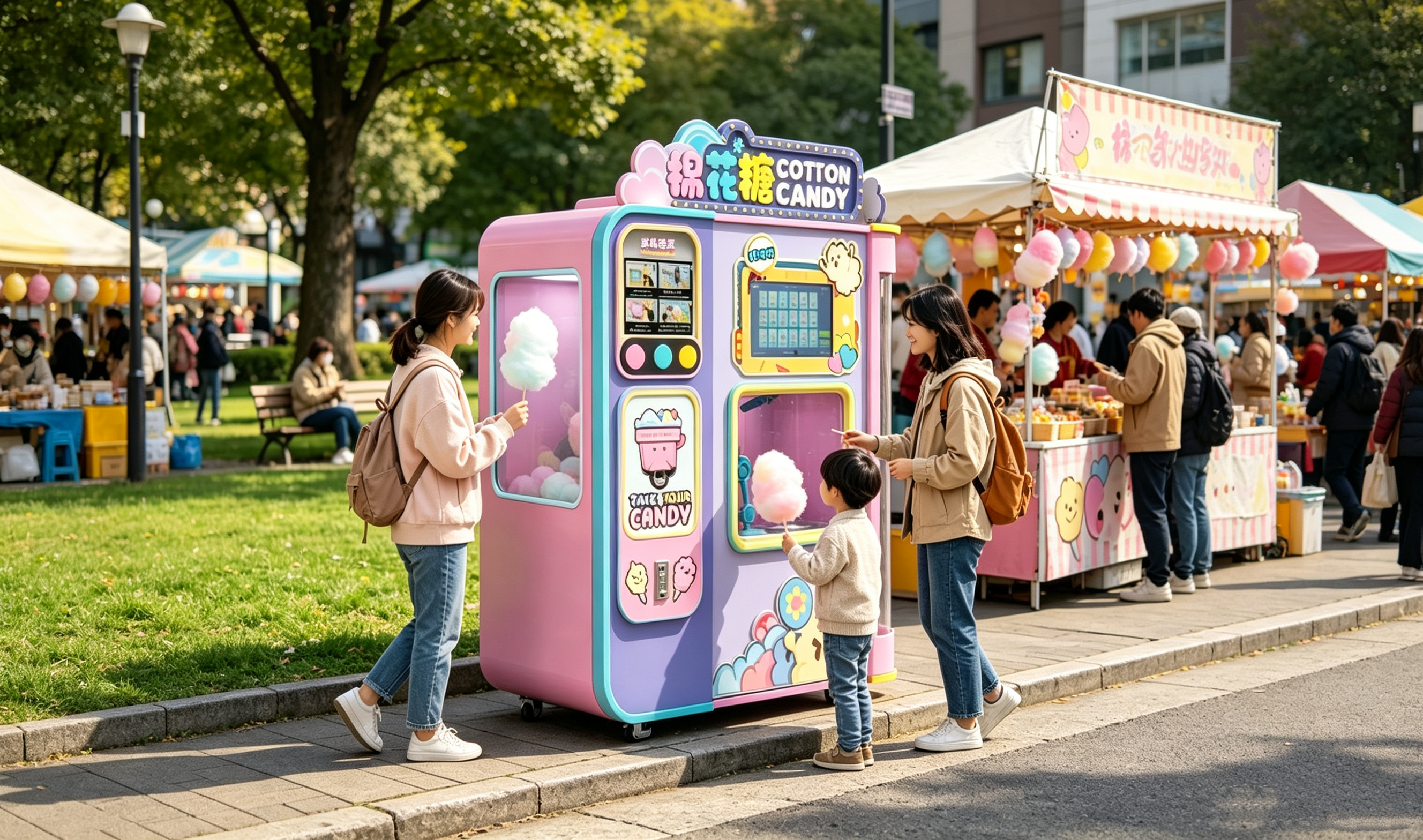 Automatic Combo Dispenser Small Snacks Fairy School Plaza Cotton Candy Floss Vending Machine