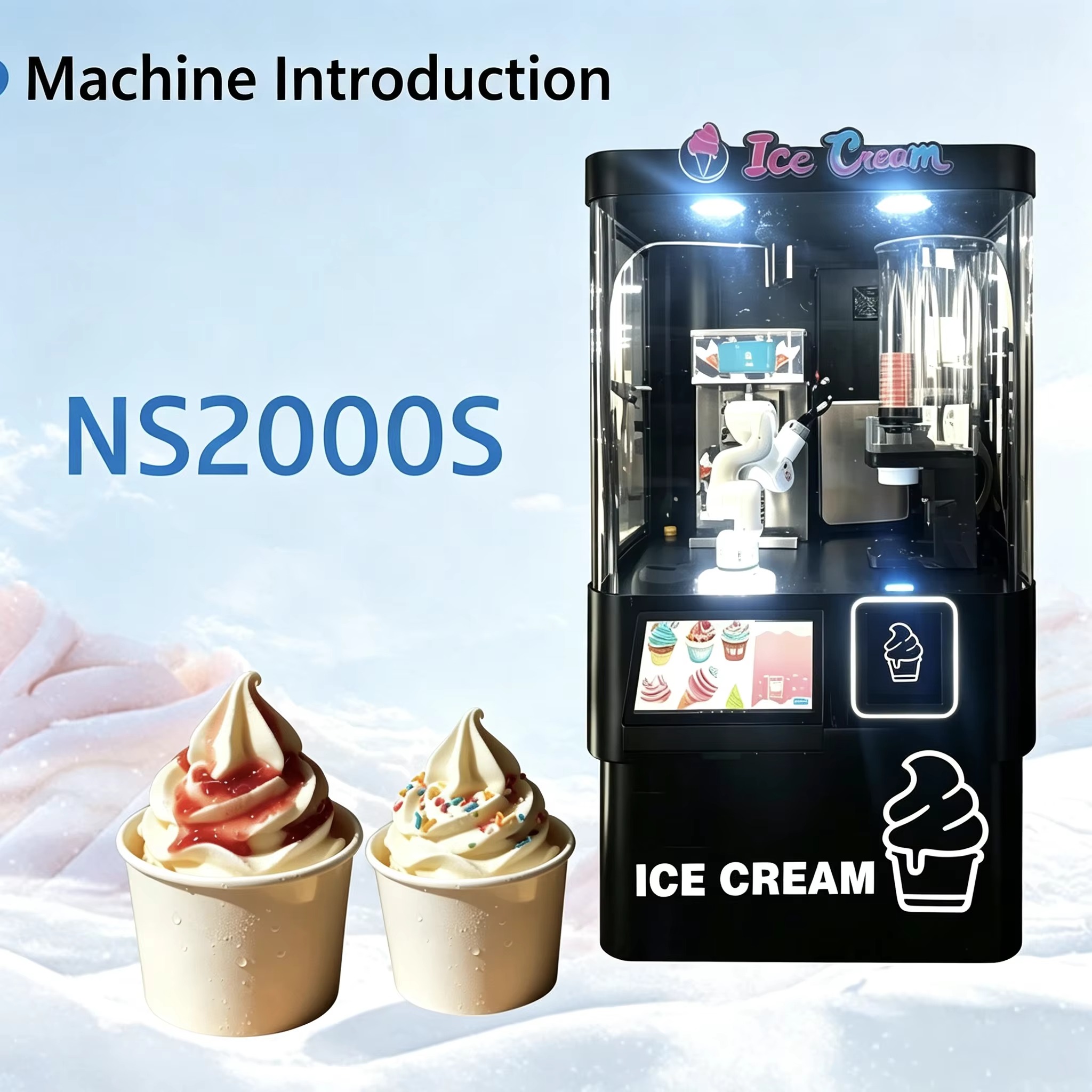 CE Certified 18L Automatic Robotic Arm Dispensing Coffee Ice Cream Making Vending Machine