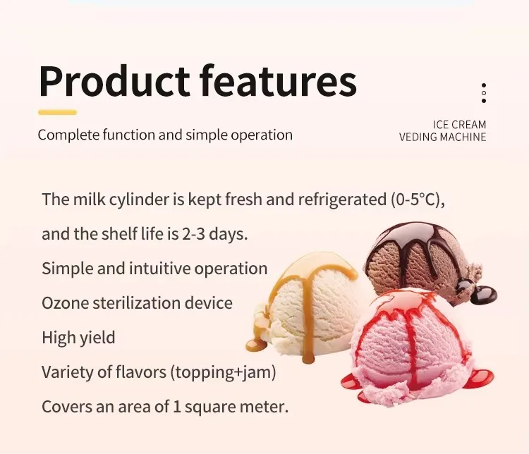 Premium Smart Small Bulk Self-Service Ice Soft Serve Fast Treats Maker Making Food Ice Cream Vending Machine