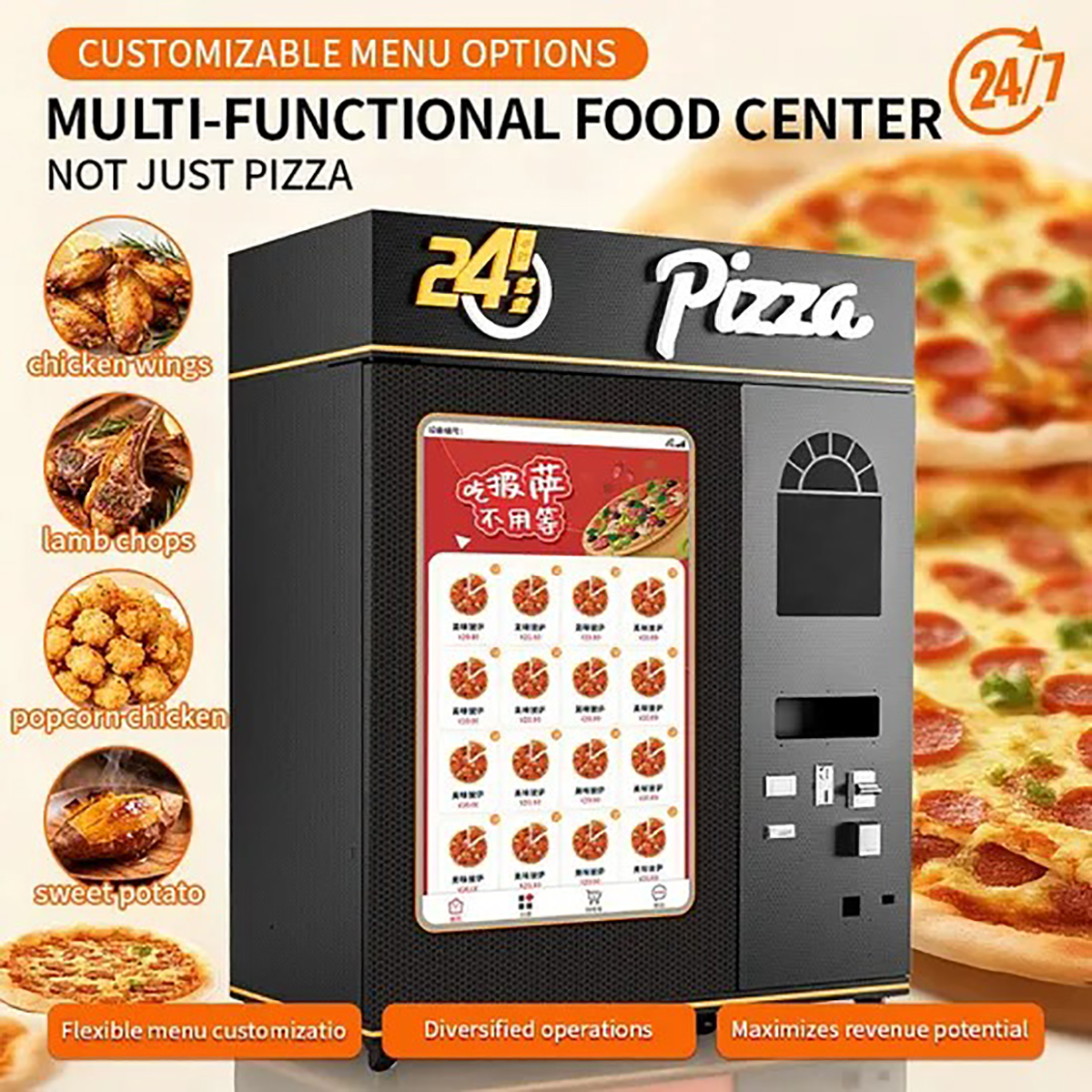 Smart Commercial Hot Dog Cone Food Dispenser Price Frozen Pizza Vending Machine for Sale Use