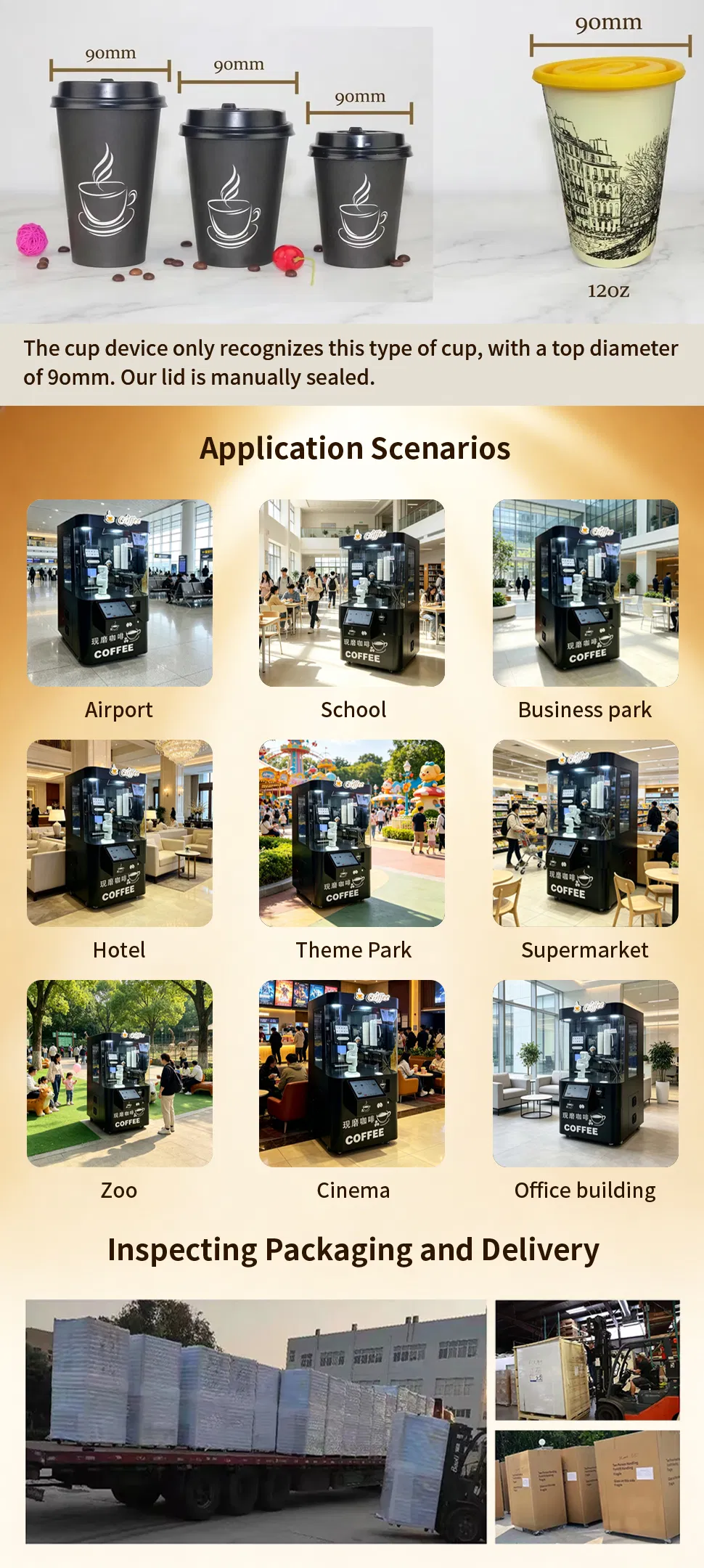 Custom Combo Beverage Dispenser Card Reader 6-Axis Robot Arm Coffee Automatic Vending Machine