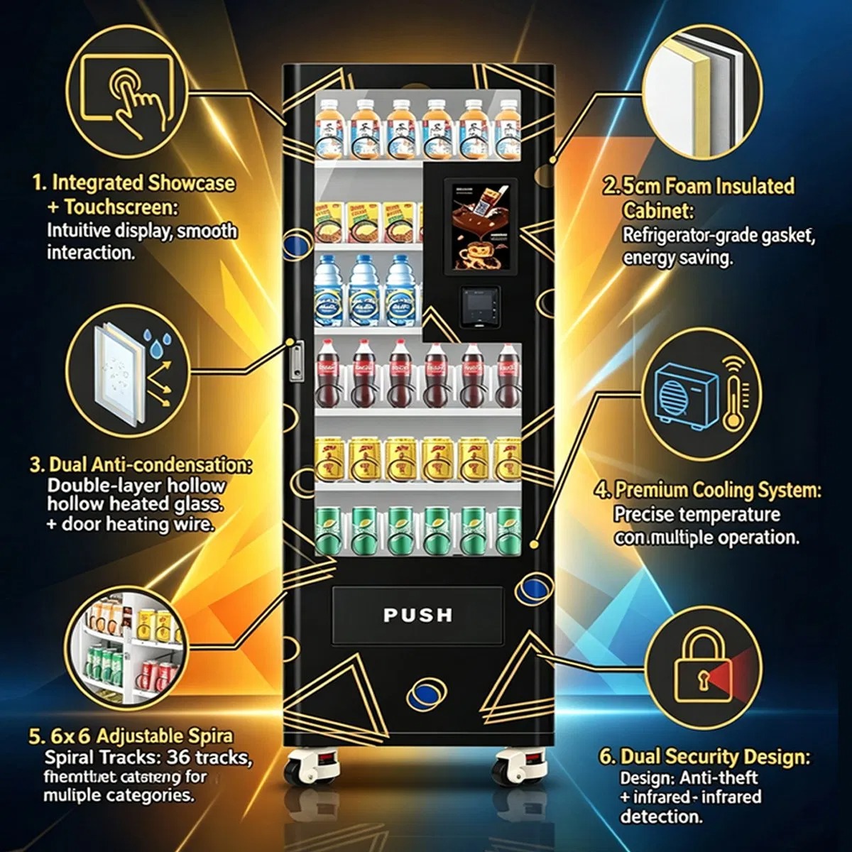 Small Combo Indoor Wall Mounted Refrigerated Locker Frozen Food Drink Towel Pokemon Vending Machine