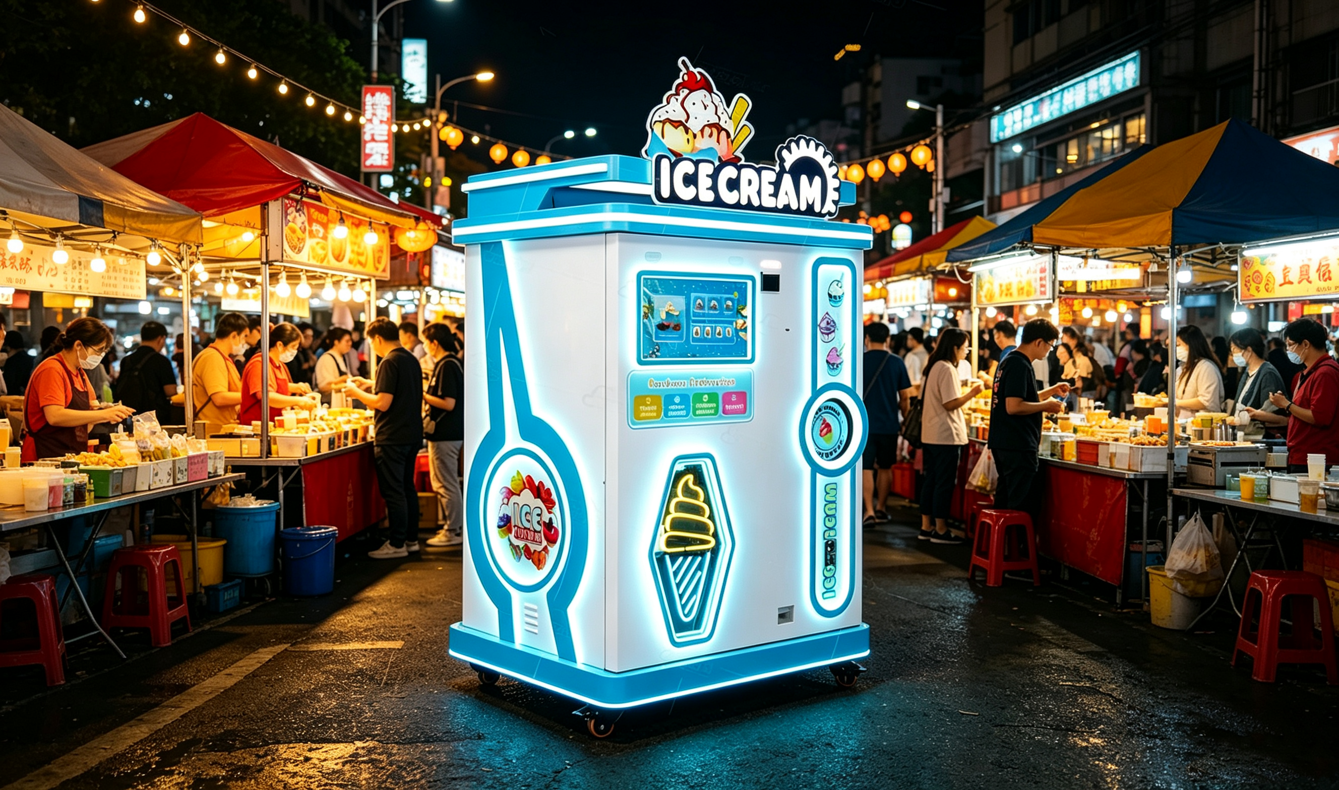 Innovative Automatic Smart Retail Kiosk Frozen Food Popsicle Bottle Drink Soft Serve Making Maker Ice Cream Vending Machine
