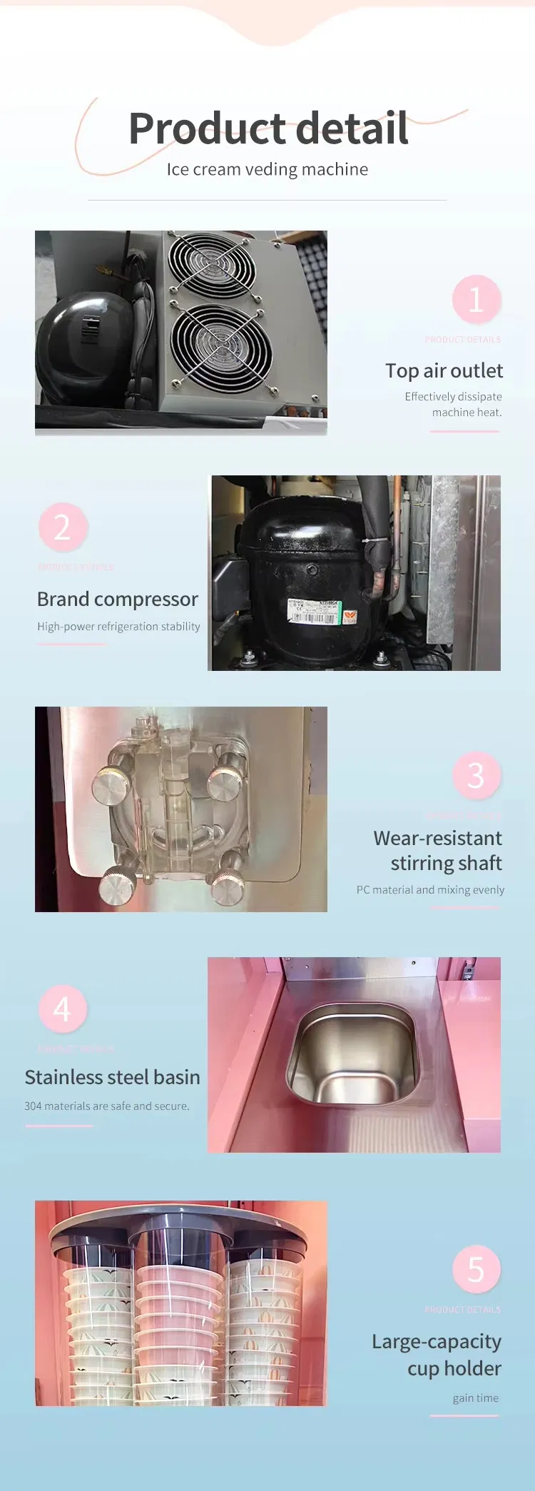 Premium Smart Small Bulk Self-Service Ice Soft Serve Fast Treats Maker Making Food Ice Cream Vending Machine