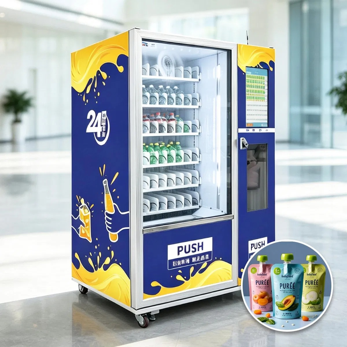 Smart Fully Automatic Vending Machine for Drinks And Snacks