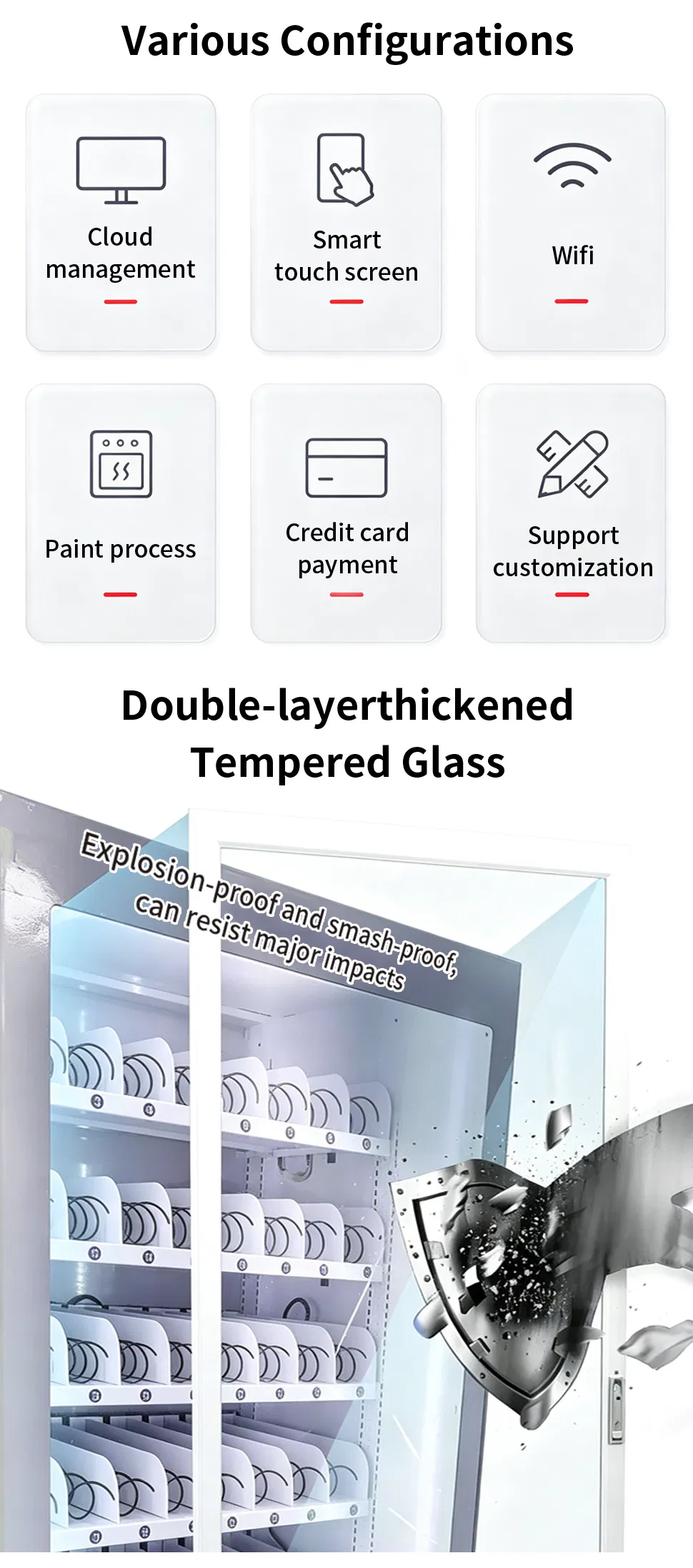 Beverage and Drinks Food Snack Vending Machine Credit Card Reader Cashless Expendedora