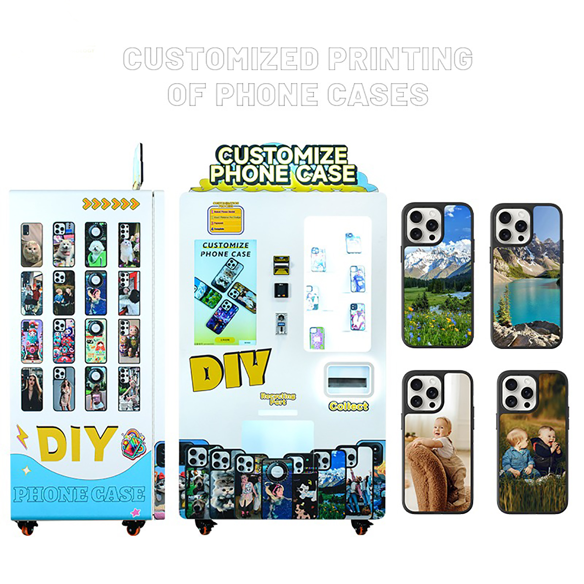 Supplier Customized Ai Touch Elevator Dispenser Innovative Products Photo Booth Phone Case Printing Vending Machine with Card Reader