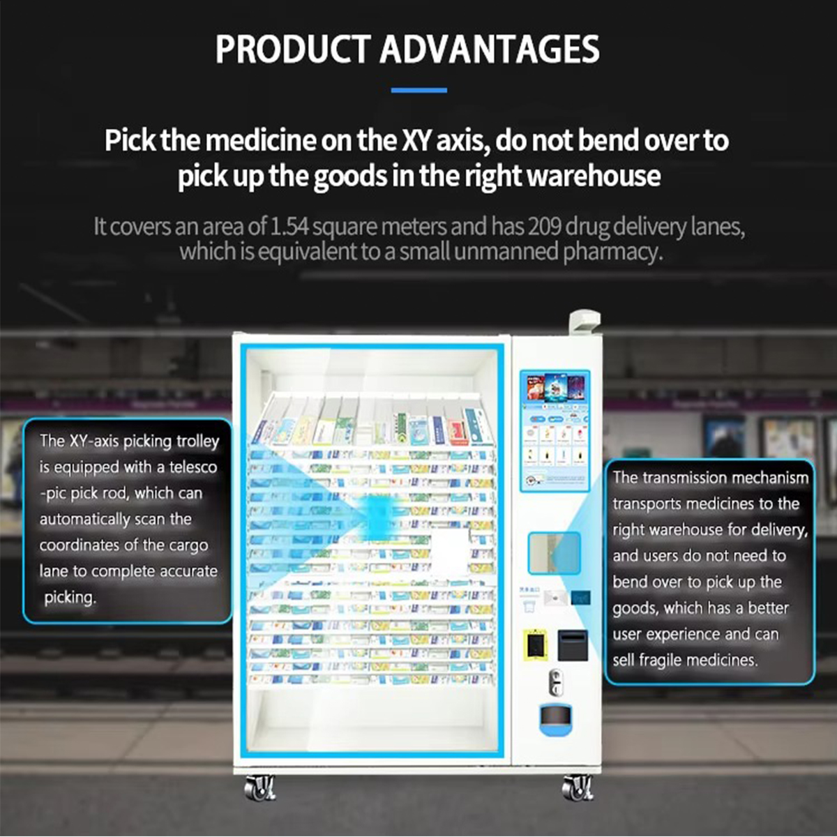 24 Hours Auto Dispenser Self Service Hospital Outdoor Custom Combo Snack Beer Coffee Perfume Medical Pharmacy Pharmaceutical Vending Machine
