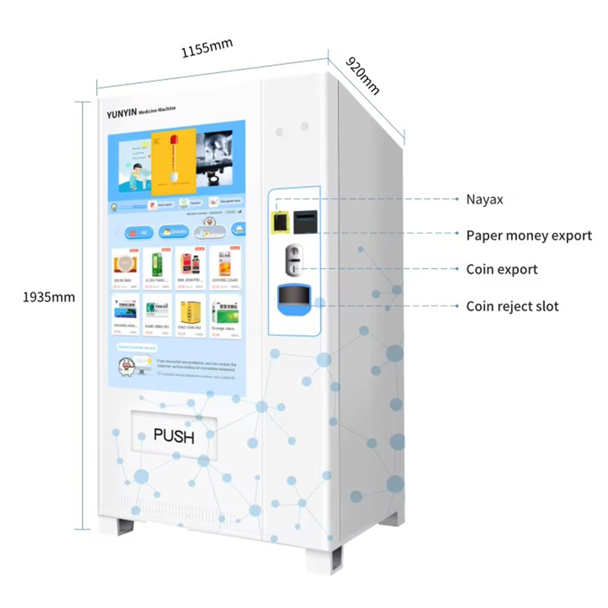 Automatic Perfume Candy Protein Juice Medicine Medical Drug Pharmacy Vending Machine