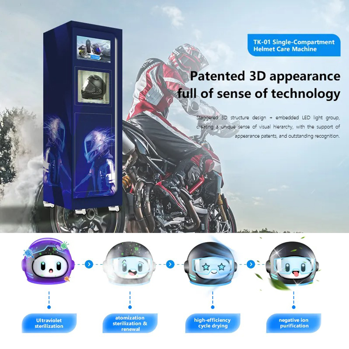 Professional Helmet Cleaning Machine with Self-Service Payment Kiosk Automatic Vending Machine