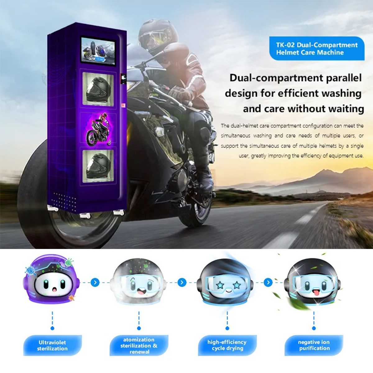 Customized Touch Screen Automated Helmet Hygiene Kiosk for Helmet Cleaning Machine