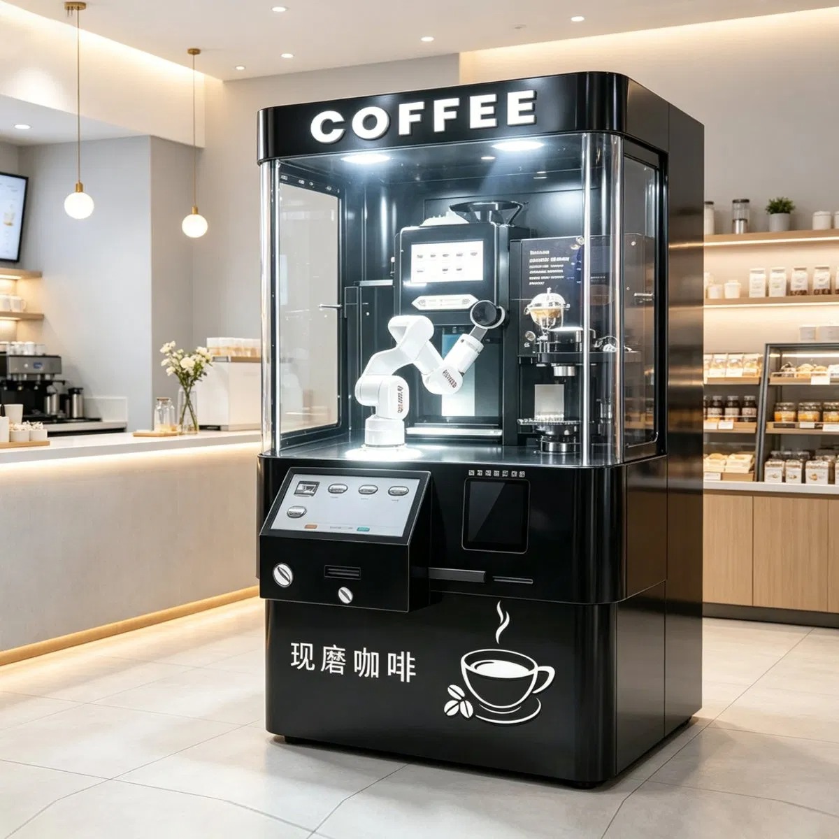 Custom Combo Beverage Dispenser Card Reader 6-Axis Robot Arm Coffee Automatic Vending Machine