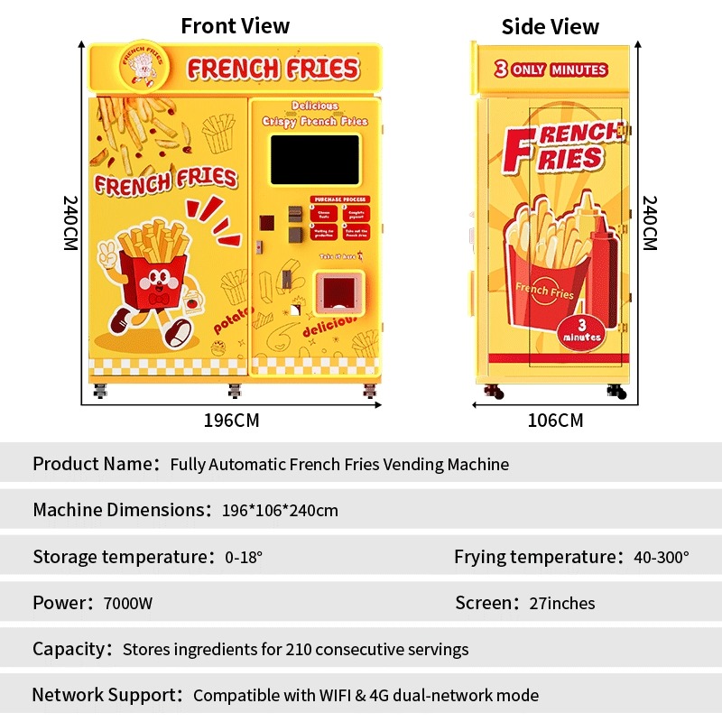 Automatic Dispensing Pizza Snack Sale French Fries Vending Machine