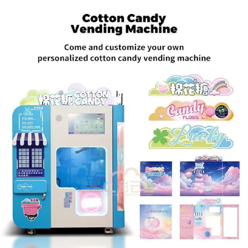 Commercial Smart Automatic Dispensing Cotton Candy Vending Machine Food Snack&Drink for Candy Floss Sale