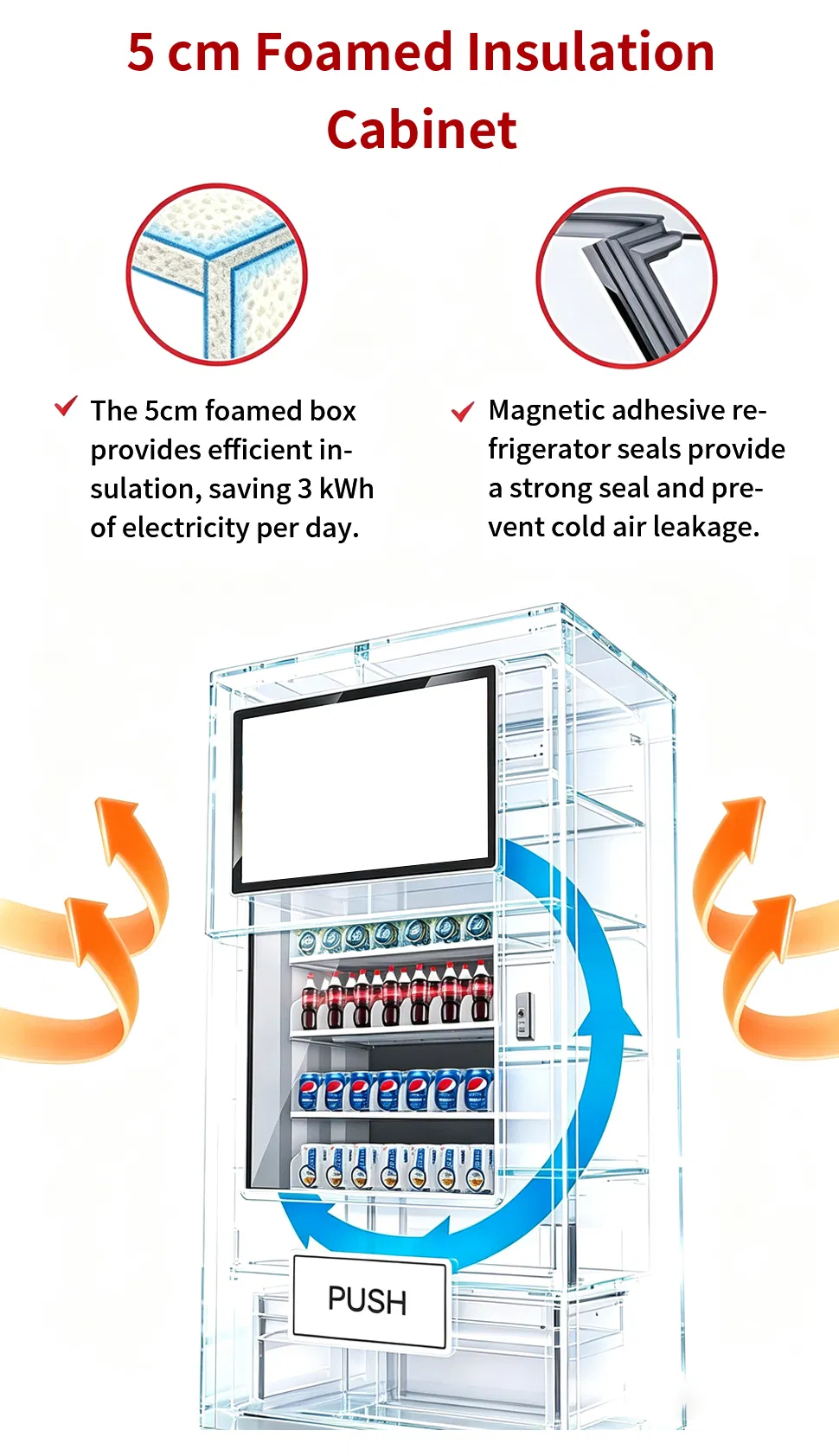 Smart 22-Inch Touchscreen Vending Machine for Beverages and Snacks
