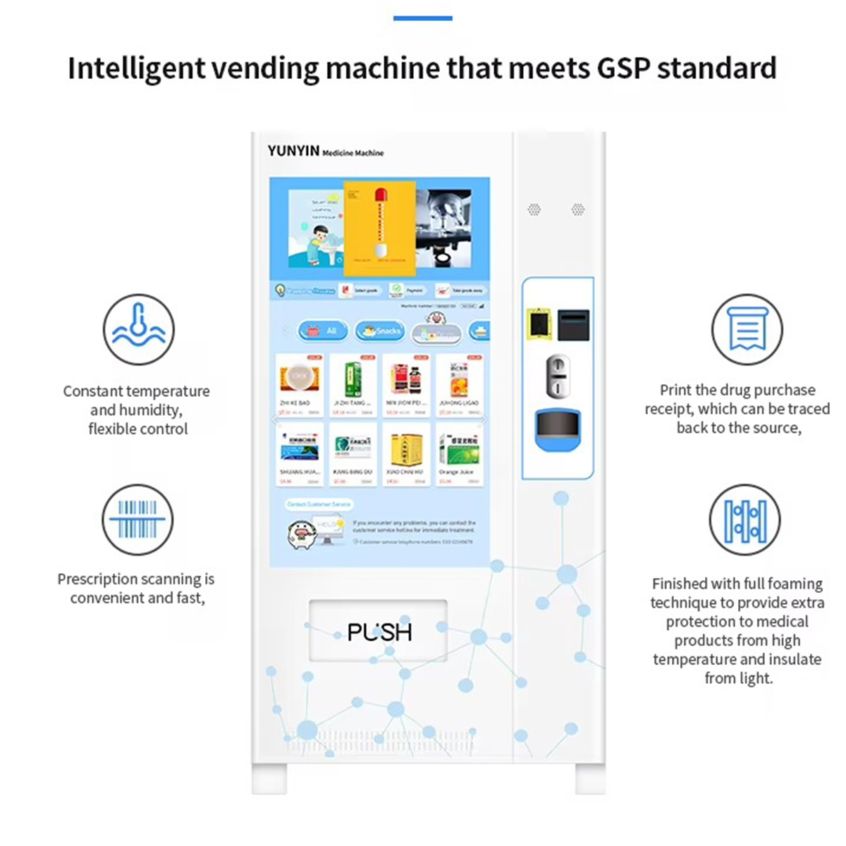 Automatic Perfume Candy Protein Juice Medicine Medical Drug Pharmacy Vending Machine