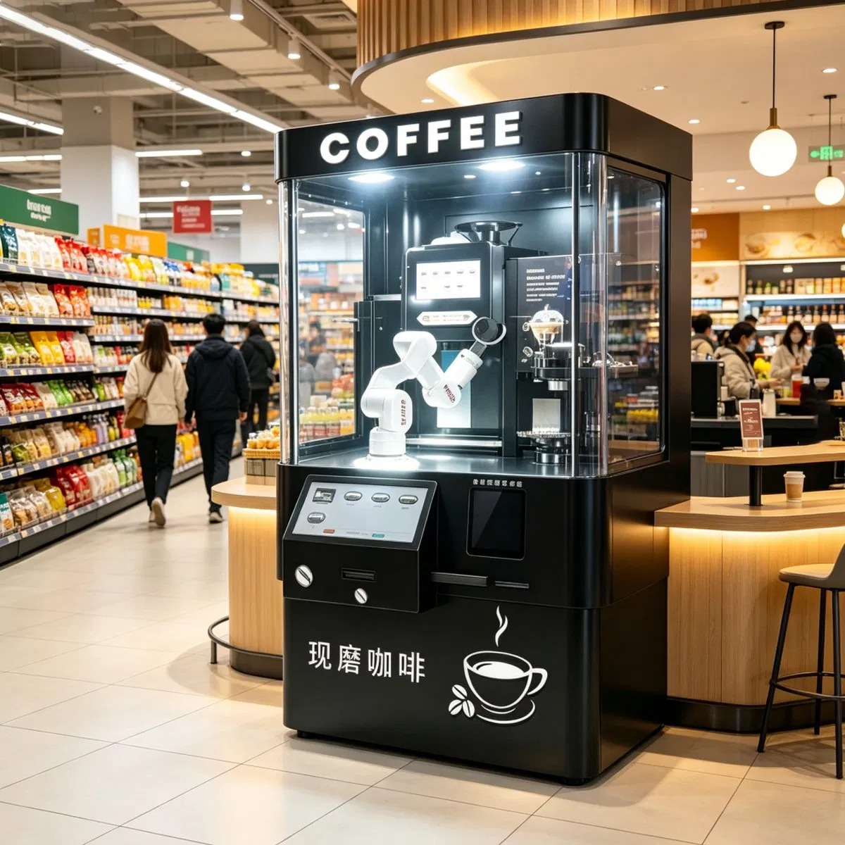 Custom Combo Beverage Dispenser Card Reader 6-Axis Robot Arm Coffee Automatic Vending Machine