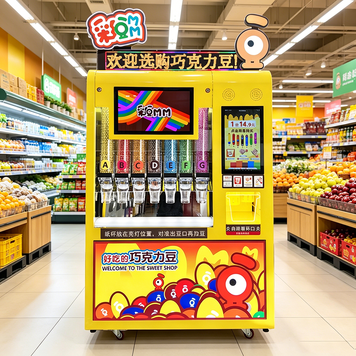 Commercial Candy/Chocolate Bean Vending Machine with Multiple Payment Systems for Shopping Malls