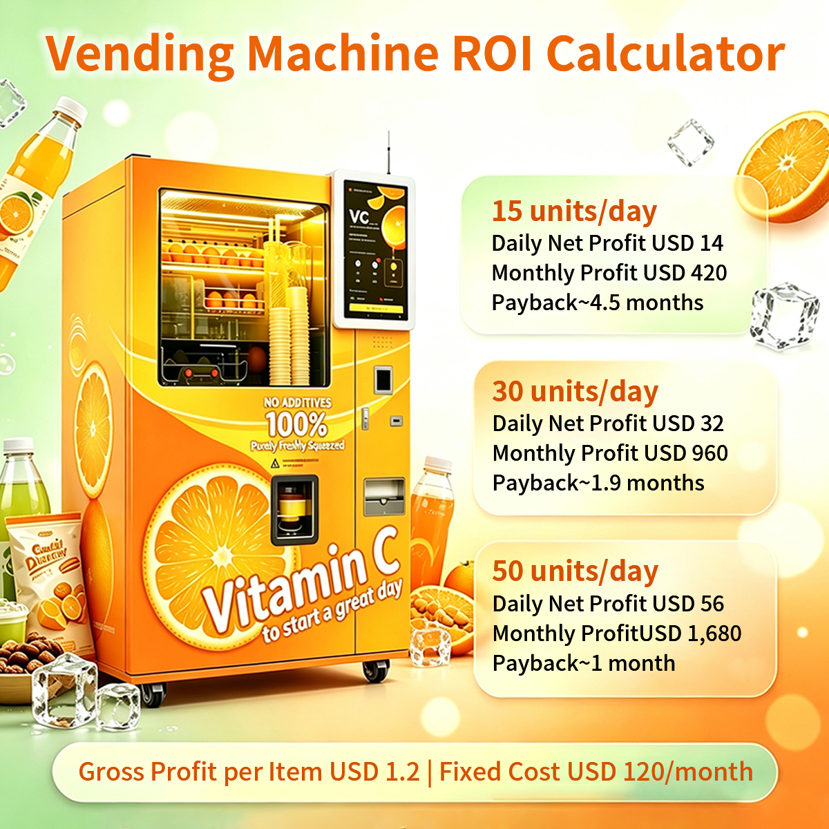 Business Outdoor Small Touch Screen Fruit Drink Orange Juice Dispenser Equipment Vending Machine