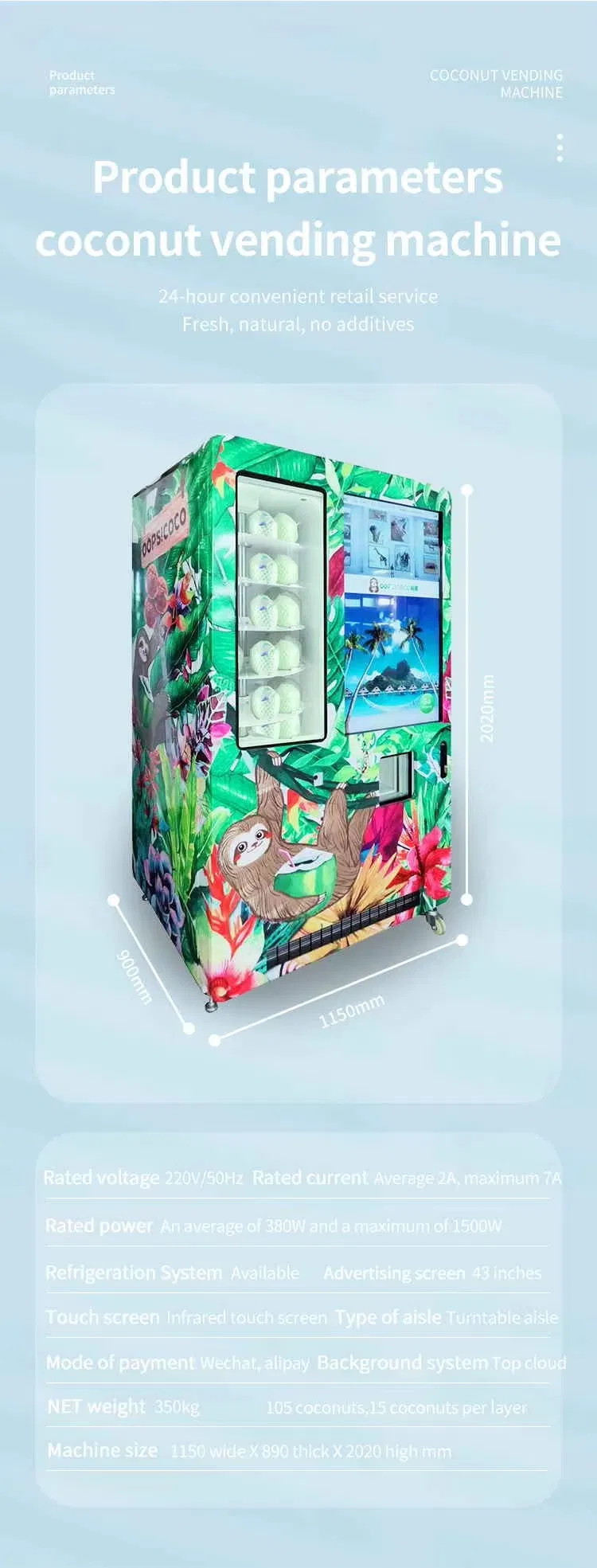 Fast Delivery 24 Hours Best Seller Multi-Functional Coconut Juice Vending Machine