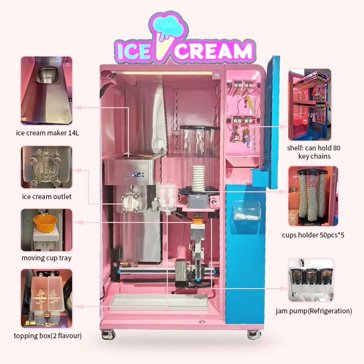 Premium Smart Small Bulk Self-Service Ice Soft Serve Fast Treats Maker Making Food Ice Cream Vending Machine