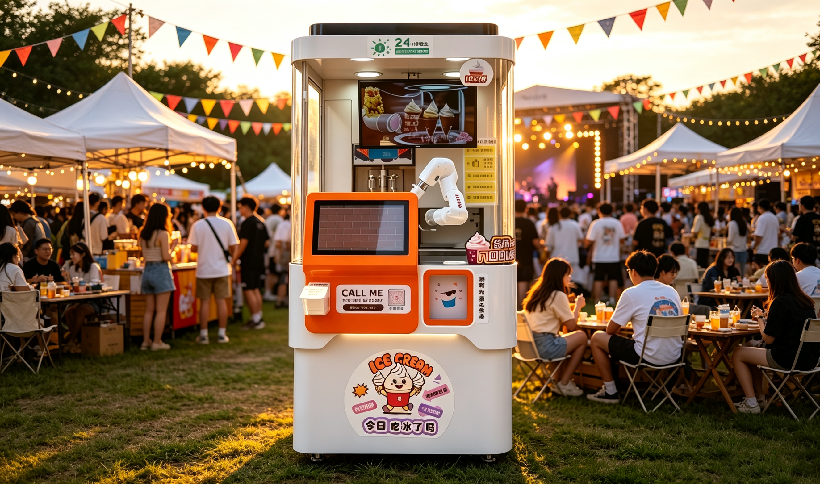 Automatic Robotic Arm Soft Smoothie Ice Cream Making Vending Machine for Sale