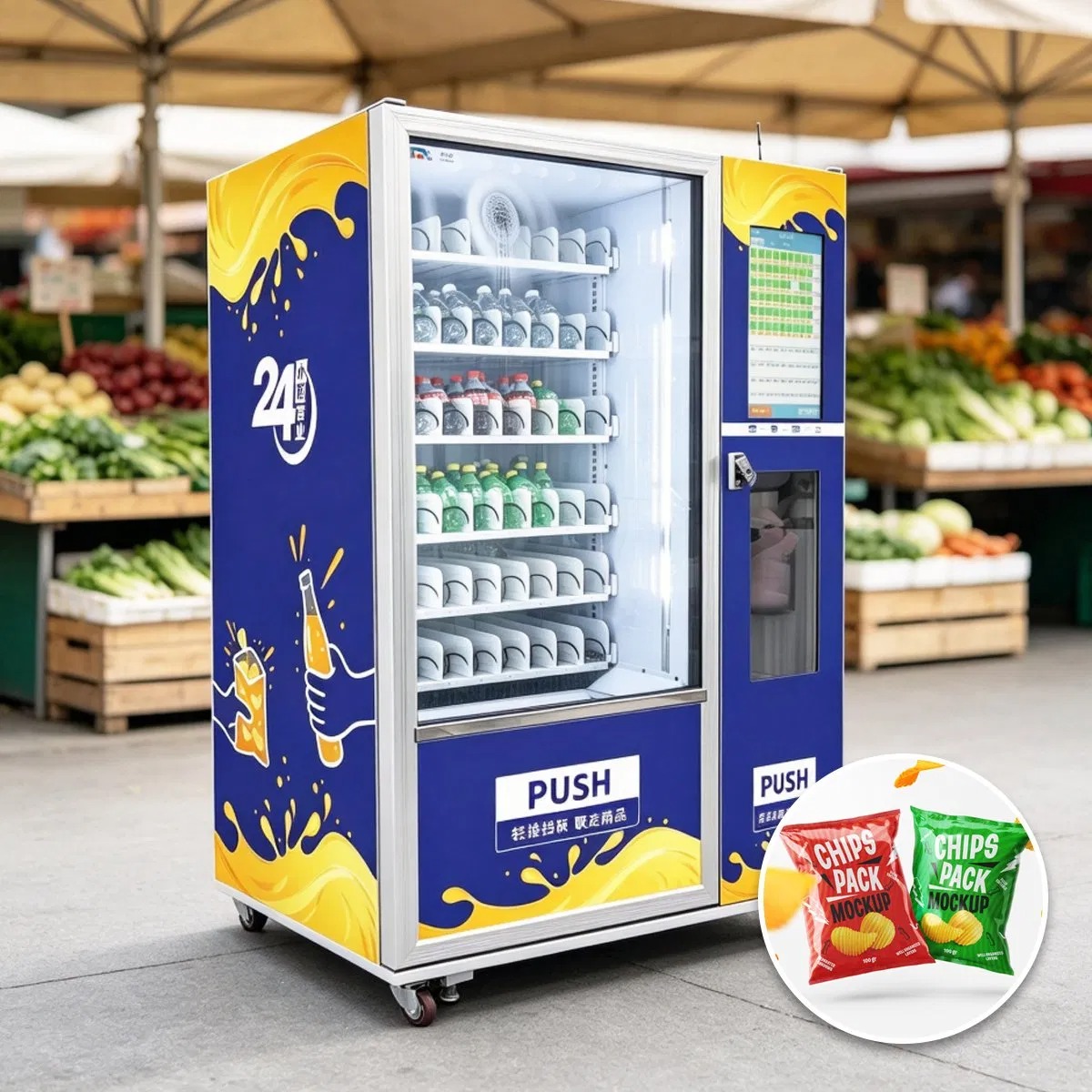 Smart Fully Automatic Vending Machine for Drinks And Snacks