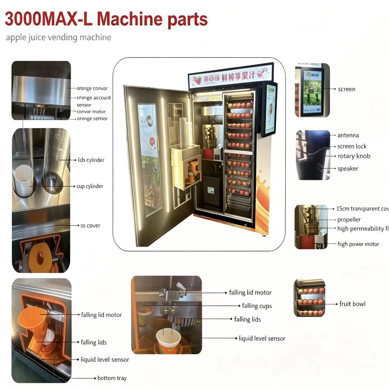 High Quality Portable Wall Mounted Advanced Credit Card Payment Apple Juice Vending Machine