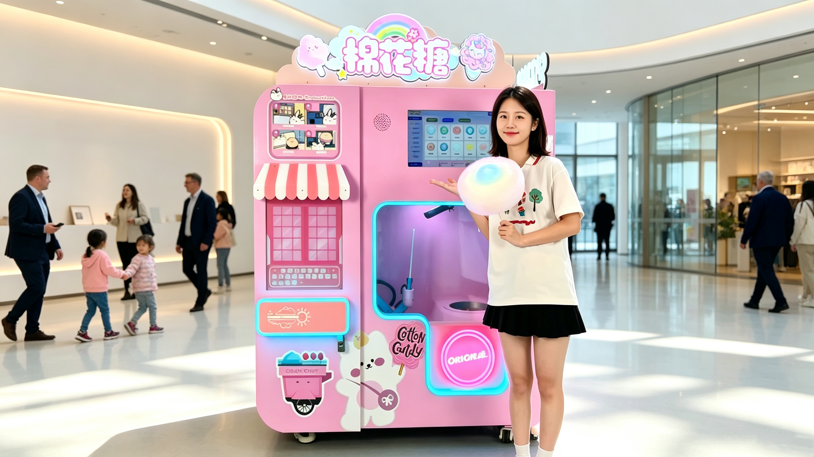 Fully Automatic Cotton Candy Flower Vending Machine with Sdk Multi-Payment 8-12kg Capacity