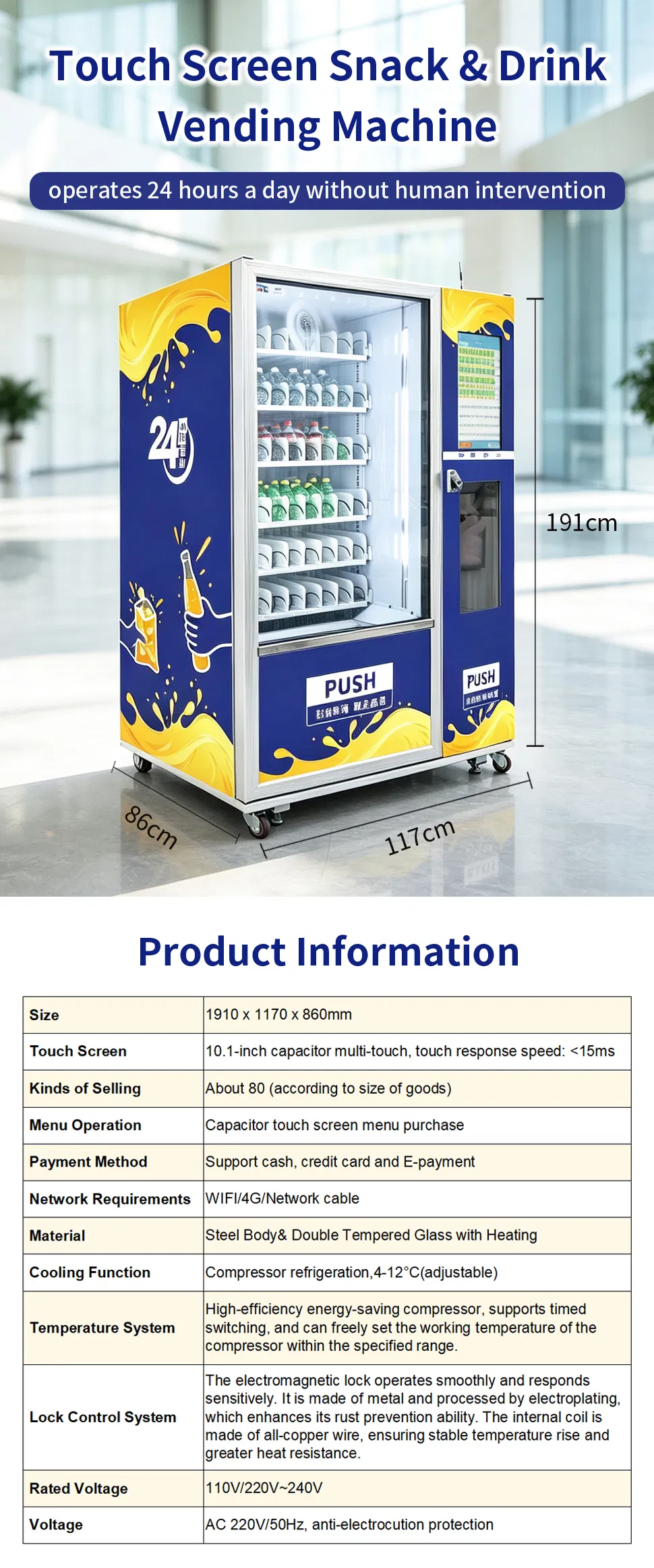 Smart Fully Automatic Vending Machine for Drinks and Snacks