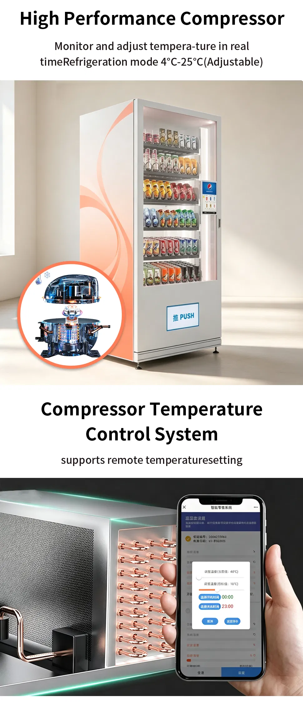 Beverage and Drinks Food Snack Vending Machine Credit Card Reader Cashless Expendedora