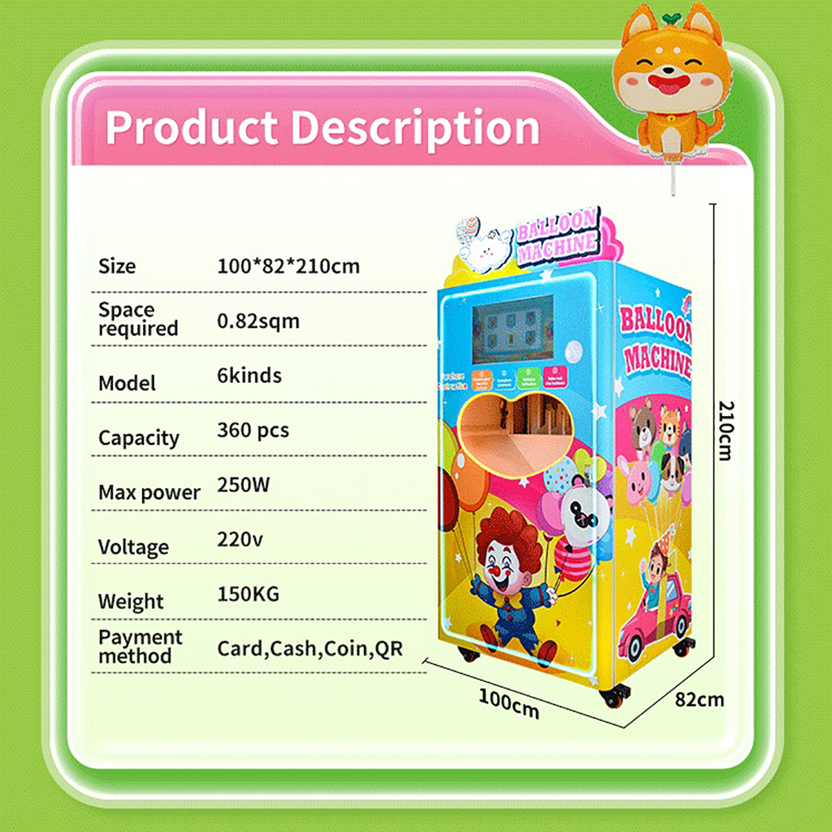 Smart Qr Code Operated 24 Hours Automatic Inflate Balloon Vending Machine